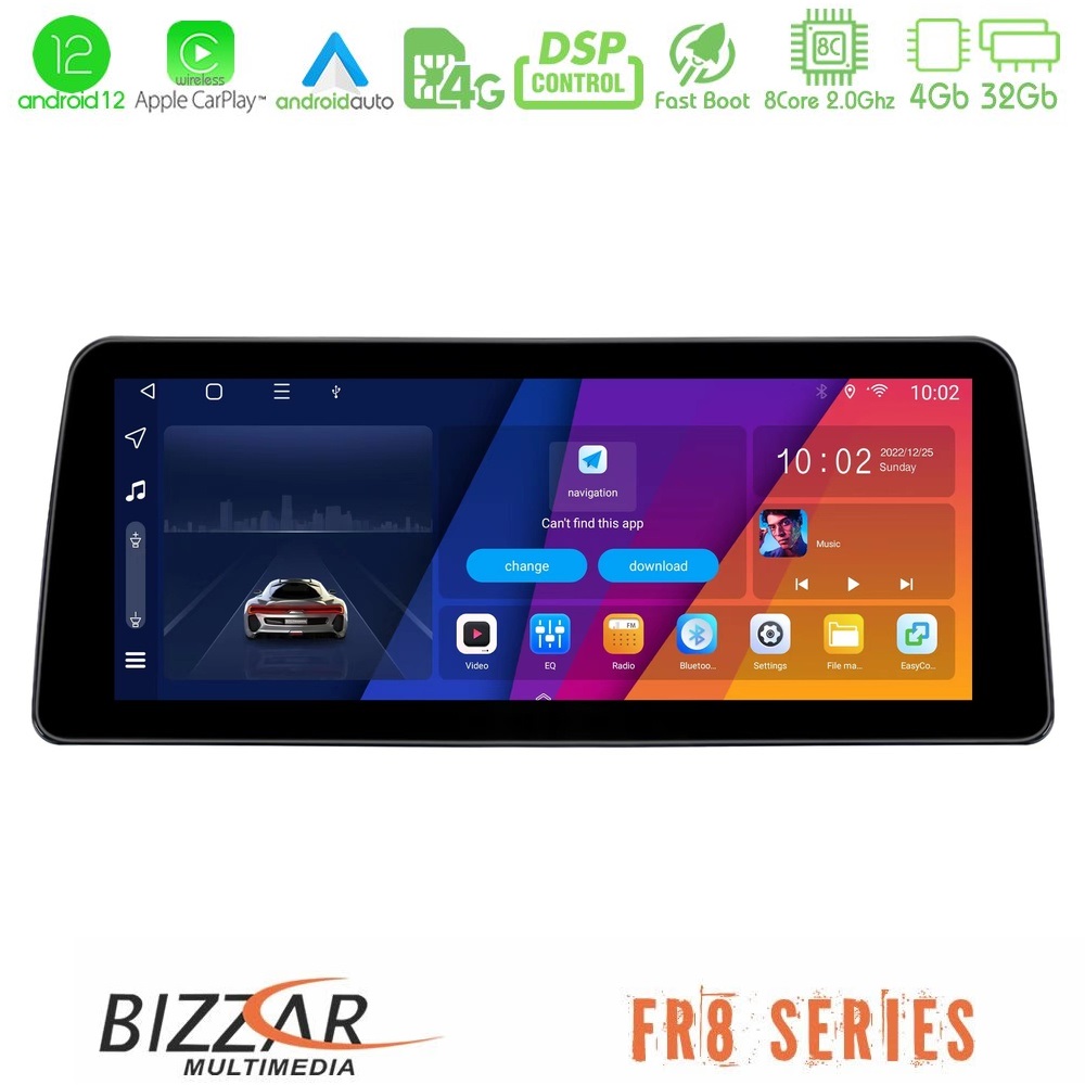 Bizzar Car Pad FR8 Series 8core Android12 4+32GB Navigation Multimedia 12.3