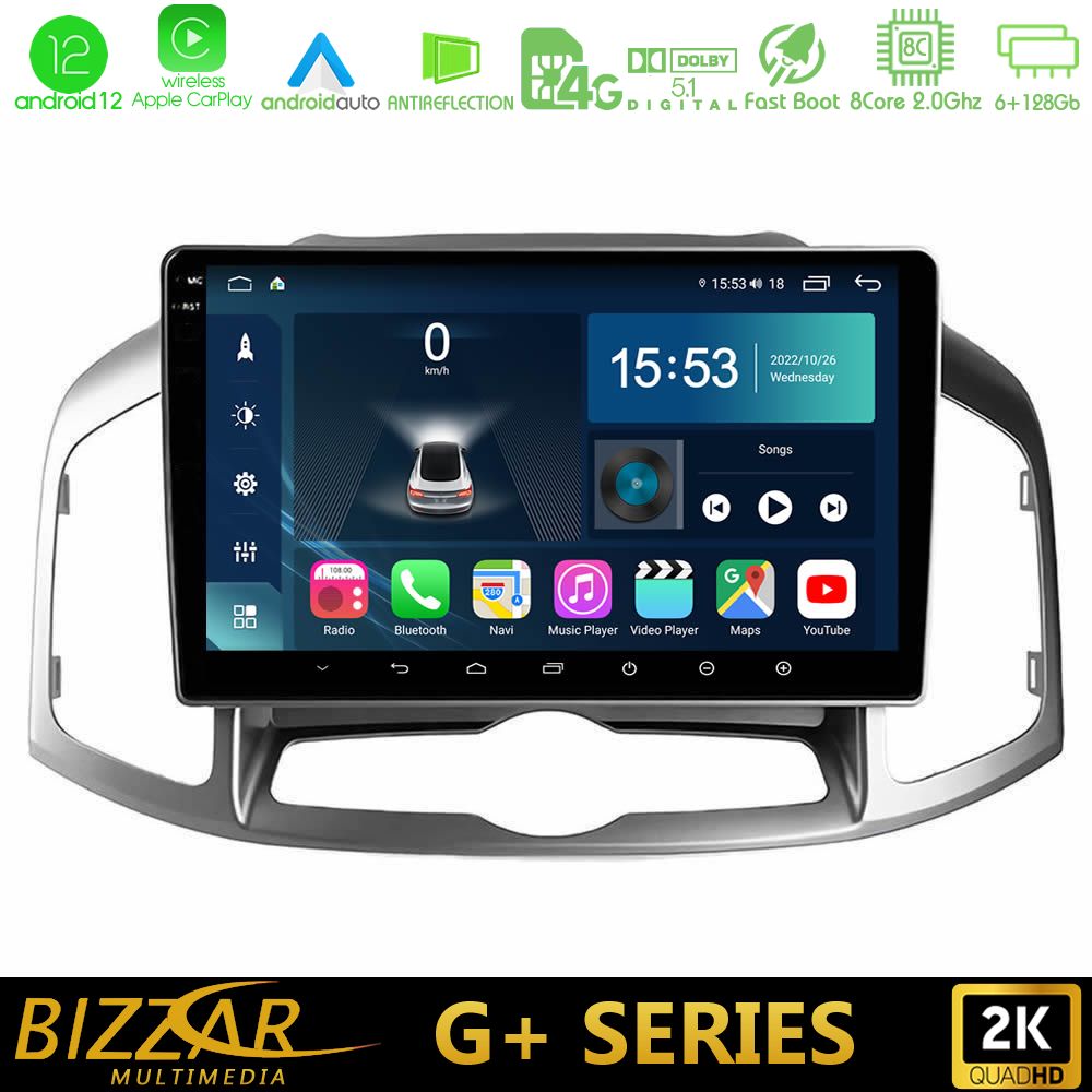 Bizzar G+ Series Chevrolet Captiva 2012-2016 8Core Android12 6+128GB Navigation Multimedia Tablet 9