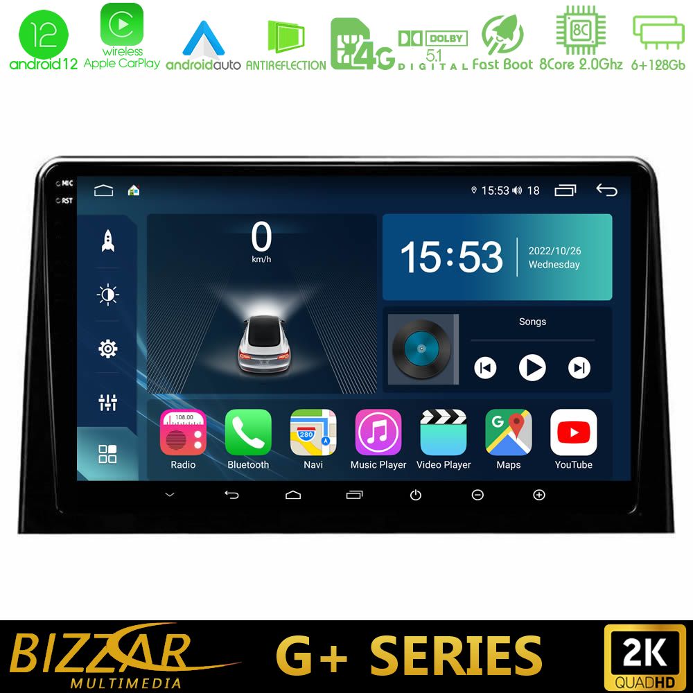 Bizzar G+ Series Peugeot Partner / Citroën Berlingo 2020-&gt; 8Core Android12 6+128GB Navigation Multimedia Tablet 10