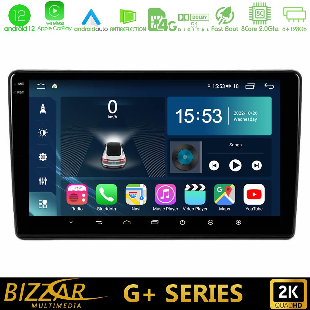 Bizzar G+ Series Citroën C3 2017-&gt; 8Core Android12 6+128GB Navigation Multimedia Tablet 9