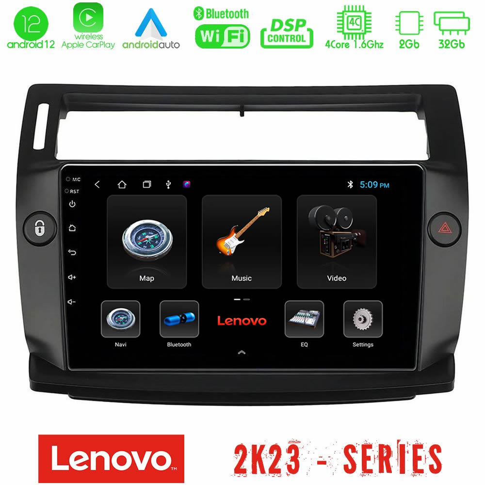 Lenovo Car Pad Citroen C4 2004-2010 4core Android12 2+32GB Navigation Multimedia Tablet 9