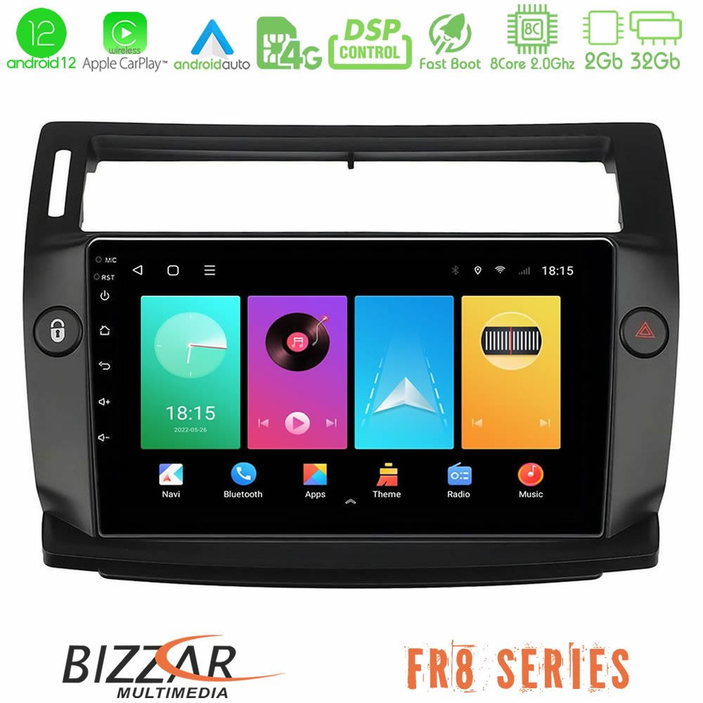 Bizzar FR8 Series Citroen C4 2004-2010 8core Android12 2+32GB Navigation Multimedia Tablet 9