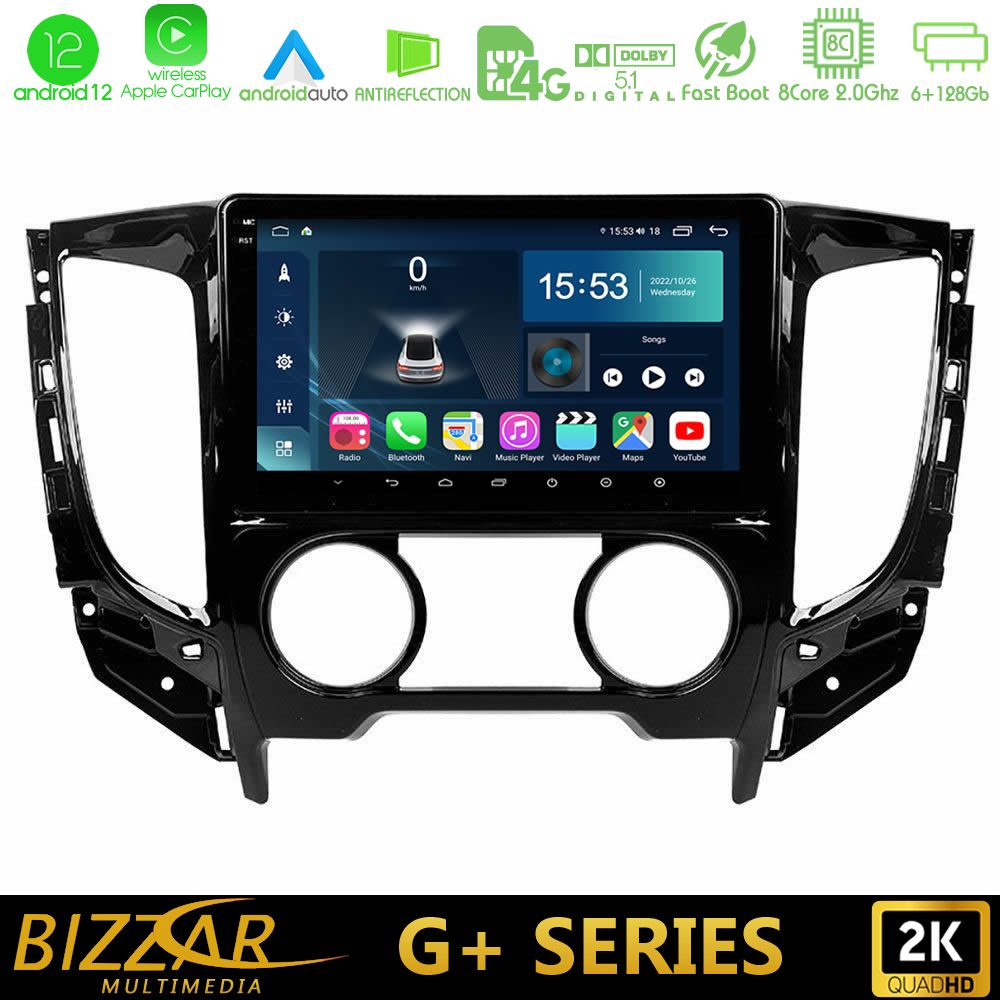 Bizzar G+ Series Mitsubishi L200 2016-&gt; & Fiat Fullback (Manual A/C) 8core Android12 6+128GB Navigation Multimedia Tablet 9