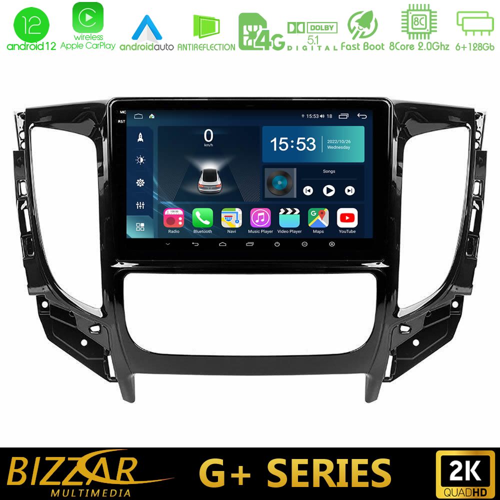 Bizzar G+ Series Mitsubishi L200 2016-&gt; & Fiat Fullback (Auto A/C) 8core Android12 6+128GB Navigation Multimedia Tablet 9
