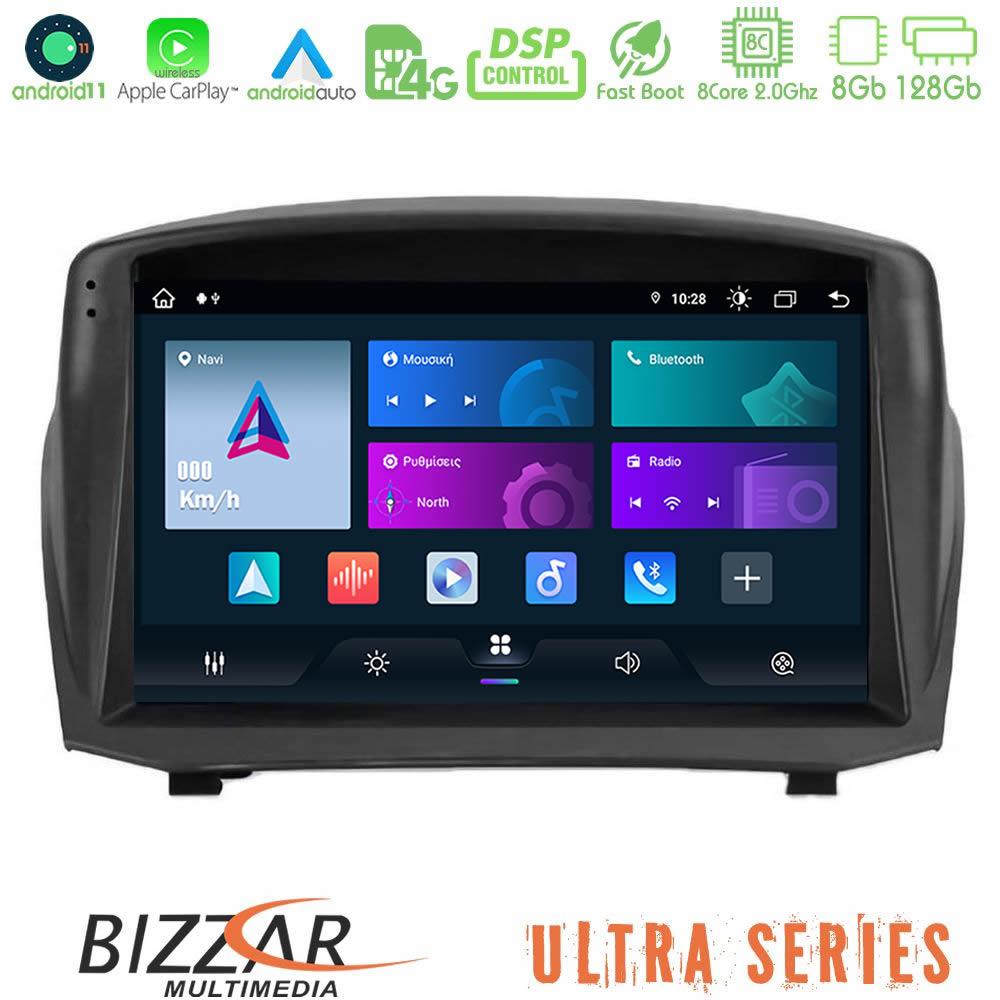 Bizzar ULTRA Series Ford Fiesta 2008-2012 8core Android11 8+128GB Navigation Multimedia Tablet 9