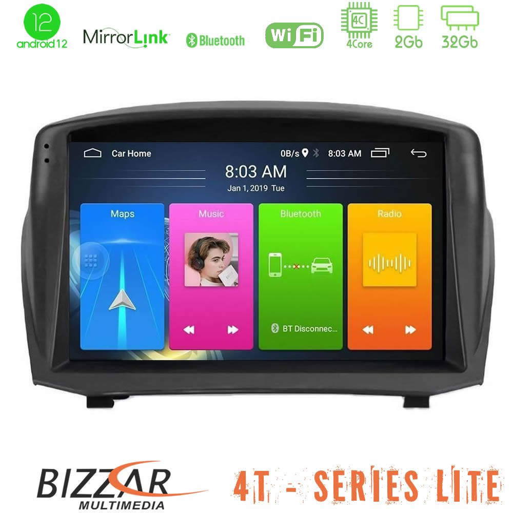 Bizzar 4T Series Ford Fiesta 2008-2012 4core Android12 2+32GB Navigation Multimedia Tablet 9