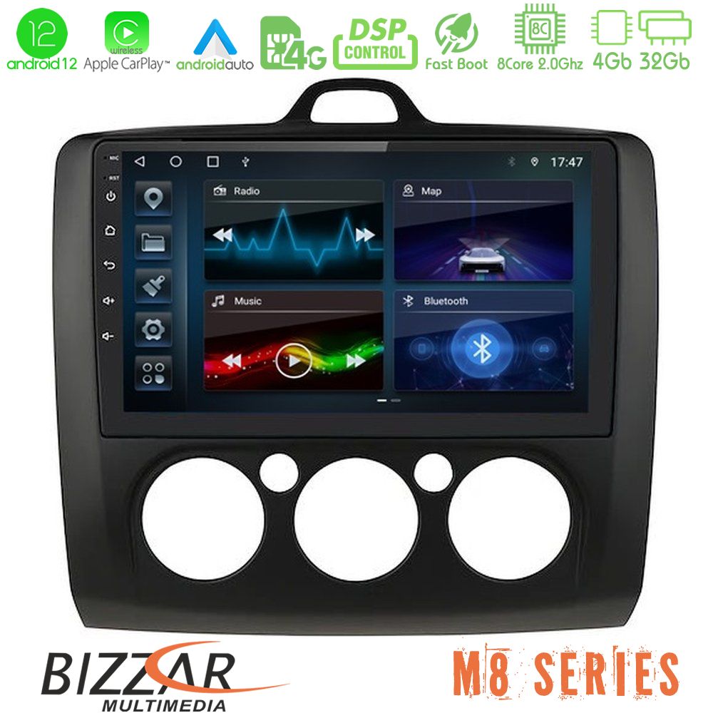 Bizzar M8 Series Ford Focus Manual AC 8core Android12 4+32GB Navigation Multimedia 9