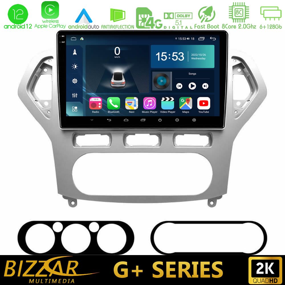 Bizzar G+ Series Ford Mondeo 2007-2010 AUTO A/C 8core Android12 6+128GB Navigation Multimedia Tablet 9