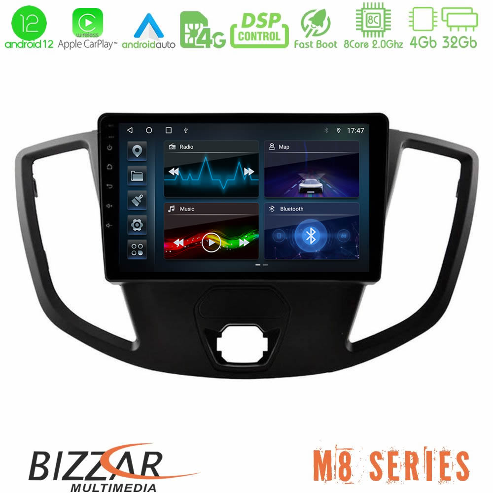 Bizzar M8 Series Ford Transit 2014-&gt; 8core Android12 4+32GB Navigation Multimedia Tablet 9