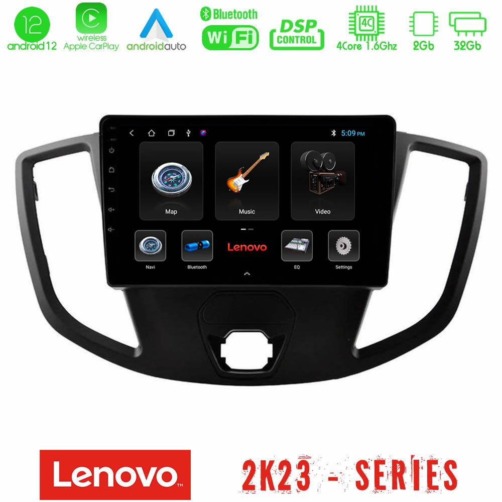 Lenovo Car Pad Ford Transit 2014-&gt; 4core Android12 2+32GB Navigation Multimedia Tablet 9