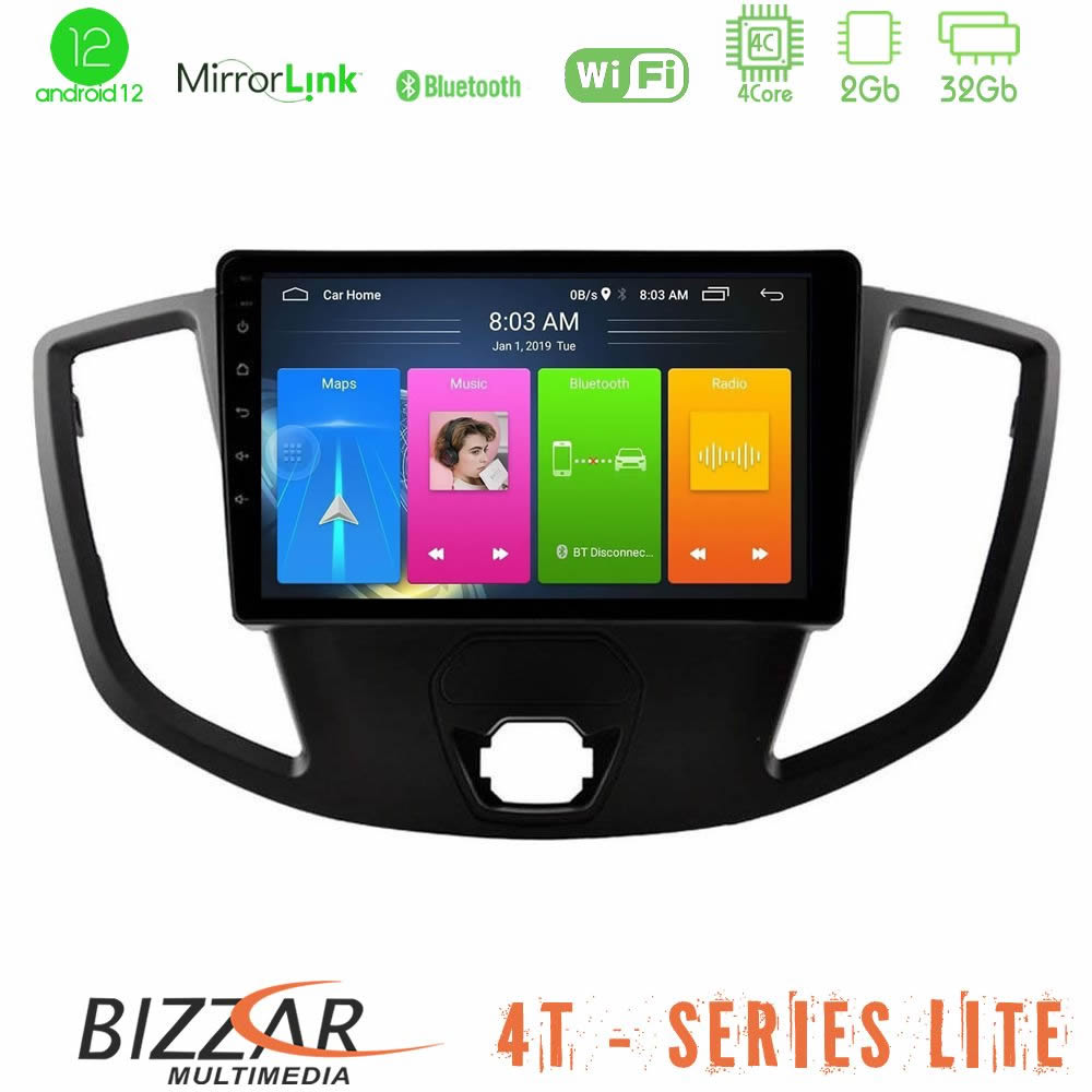 Bizzar 4T Series Ford Transit 2014-&gt; 4core Android12 2+32GB Navigation Multimedia Tablet 9