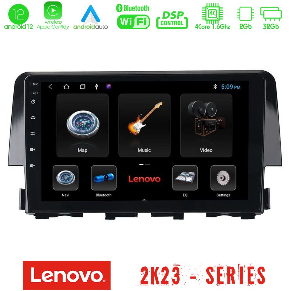 Lenovo Car Pad Honda Civic 2016-2020 4Core Android12 2+32GB Navigation Multimedia 9
