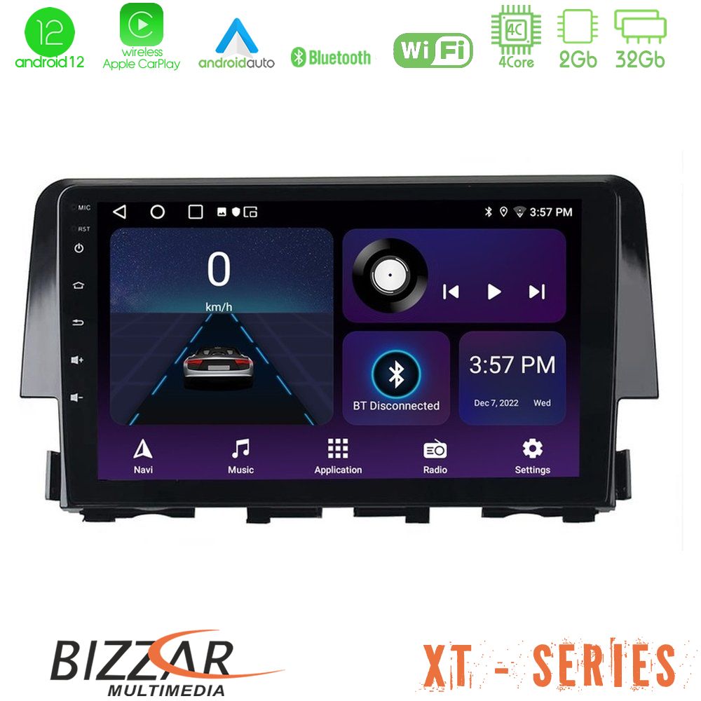 Bizzar XT Series Honda Civic 2016-2020 4Core Android12 2+32GB Navigation Multimedia 9