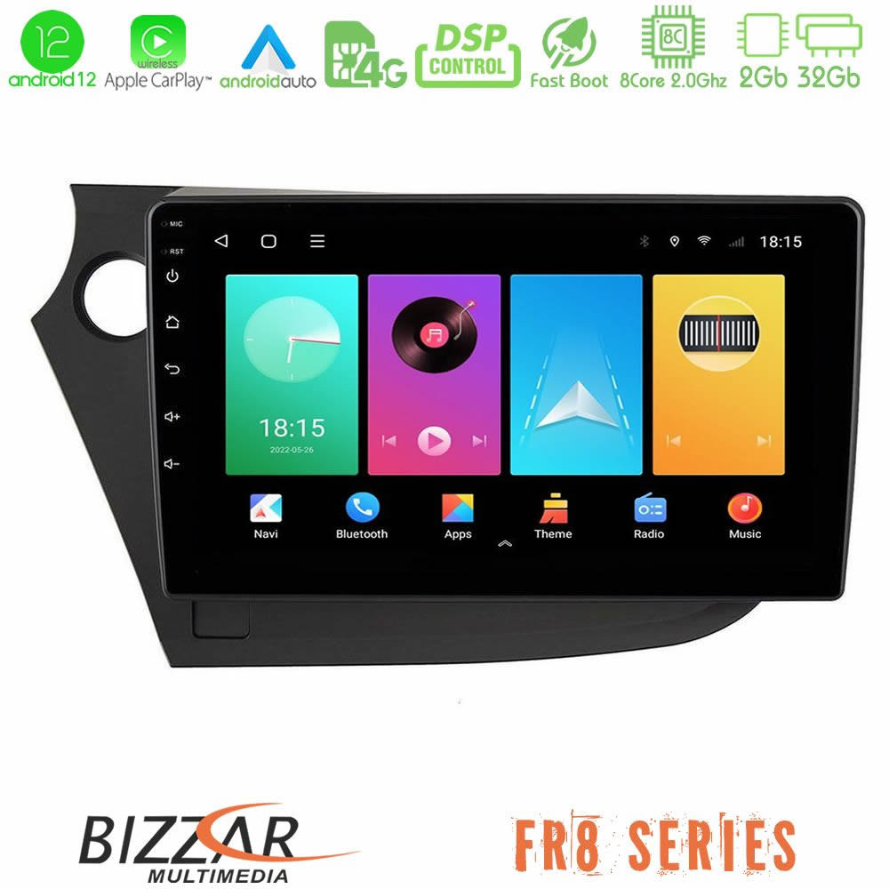 Bizzar FR8 Series Honda Insight 2009-2015 8core Android12 2+32GB Navigation Multimedia Tablet 9