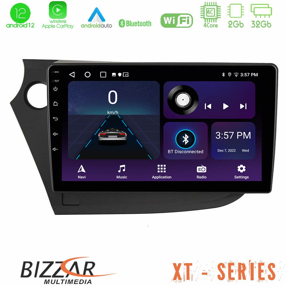 Bizzar XT Series Honda Insight 2009-2015 4core Android12 2+32GB Navigation Multimedia Tablet 9