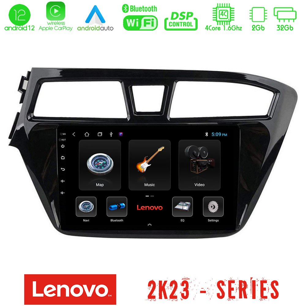 Lenovo Car Pad Hyundai i20 2014-2018 4Core Android12 2+32GB Navigation Multimedia Tablet 9