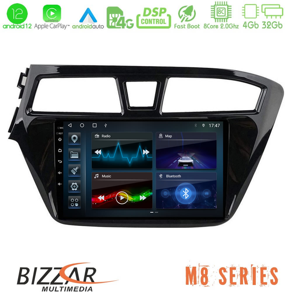 Bizzar M8 Series Hyundai i20 2014-2018 8core Android12 4+32GB Navigation Multimedia Tablet 9