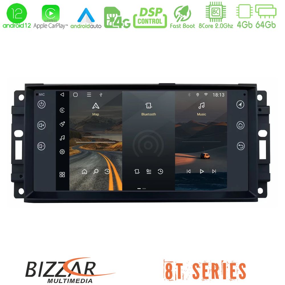 Bizzar OEM Jeep 8core Android12 4+64GB Navigation Multimedia Deckless 7