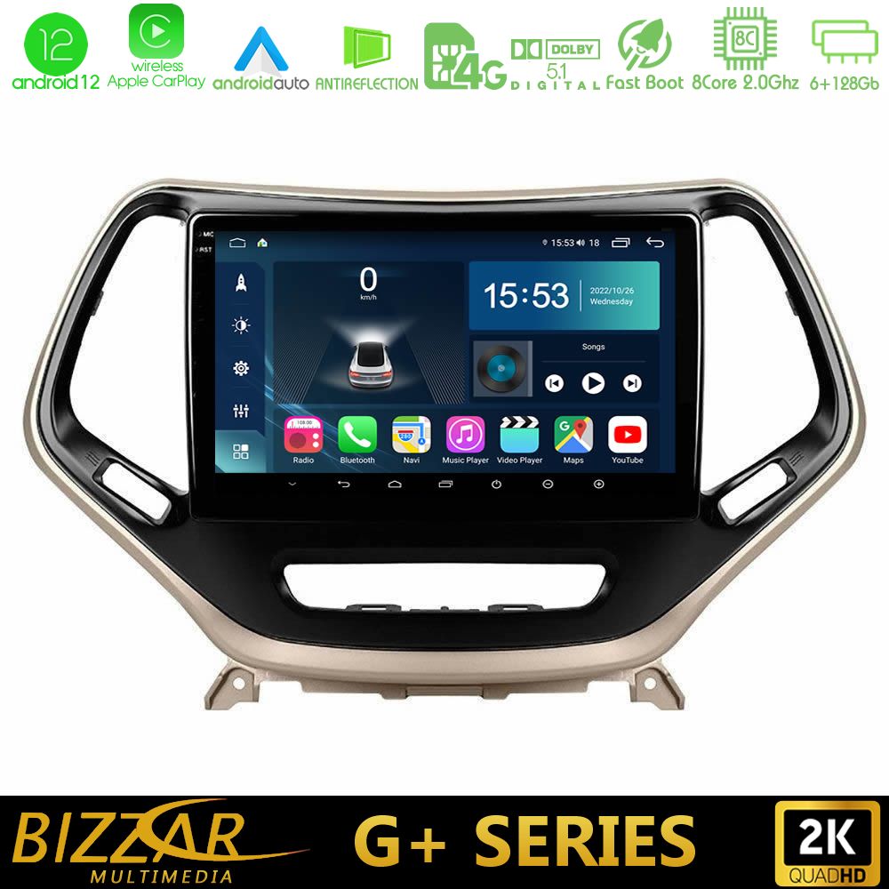 Bizzar G+ Series Jeep Cherokee 2014-2019 8core Android12 6+128GB Navigation Multimedia Tablet 9