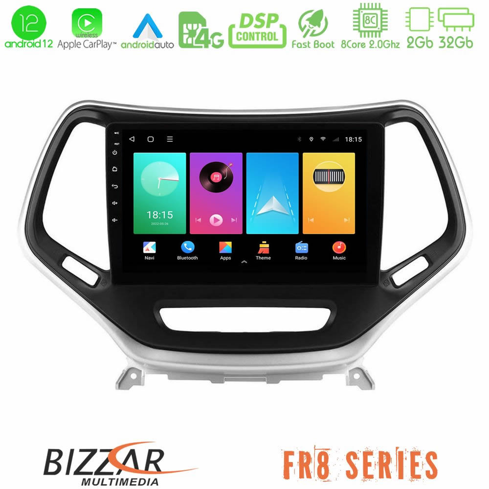 Bizzar FR8 Series Jeep Cherokee 2014-2019 8core Android12 2+32GB Navigation Multimedia Tablet 9