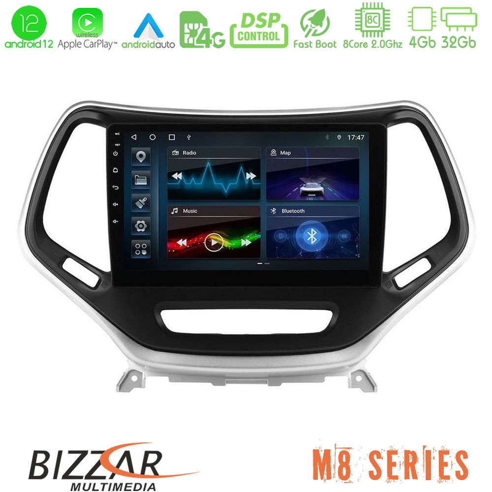 Bizzar M8 Series Jeep Cherokee 2014-2019 8core Android12 4+32GB Navigation Multimedia Tablet 9