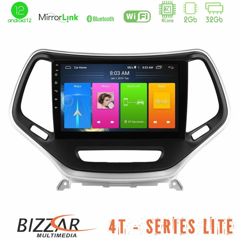 Bizzar 4T Series Jeep Cherokee 2014-2019 4core Android12 2+32GB Navigation Multimedia Tablet 9