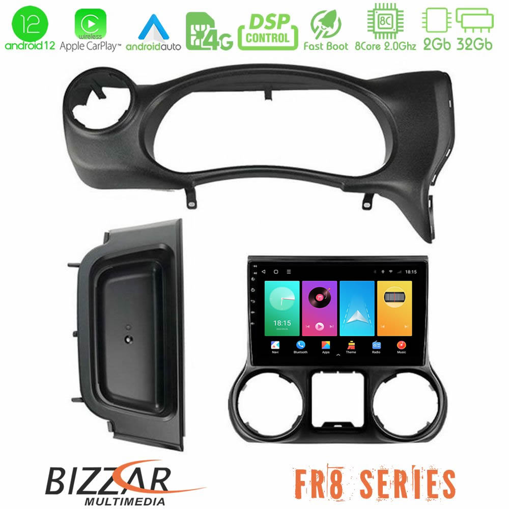 Bizzar FR8 Series Jeep Wrangler 2014-2017 8Core Android12 2+32GB Navigation Multimedia Tablet 9