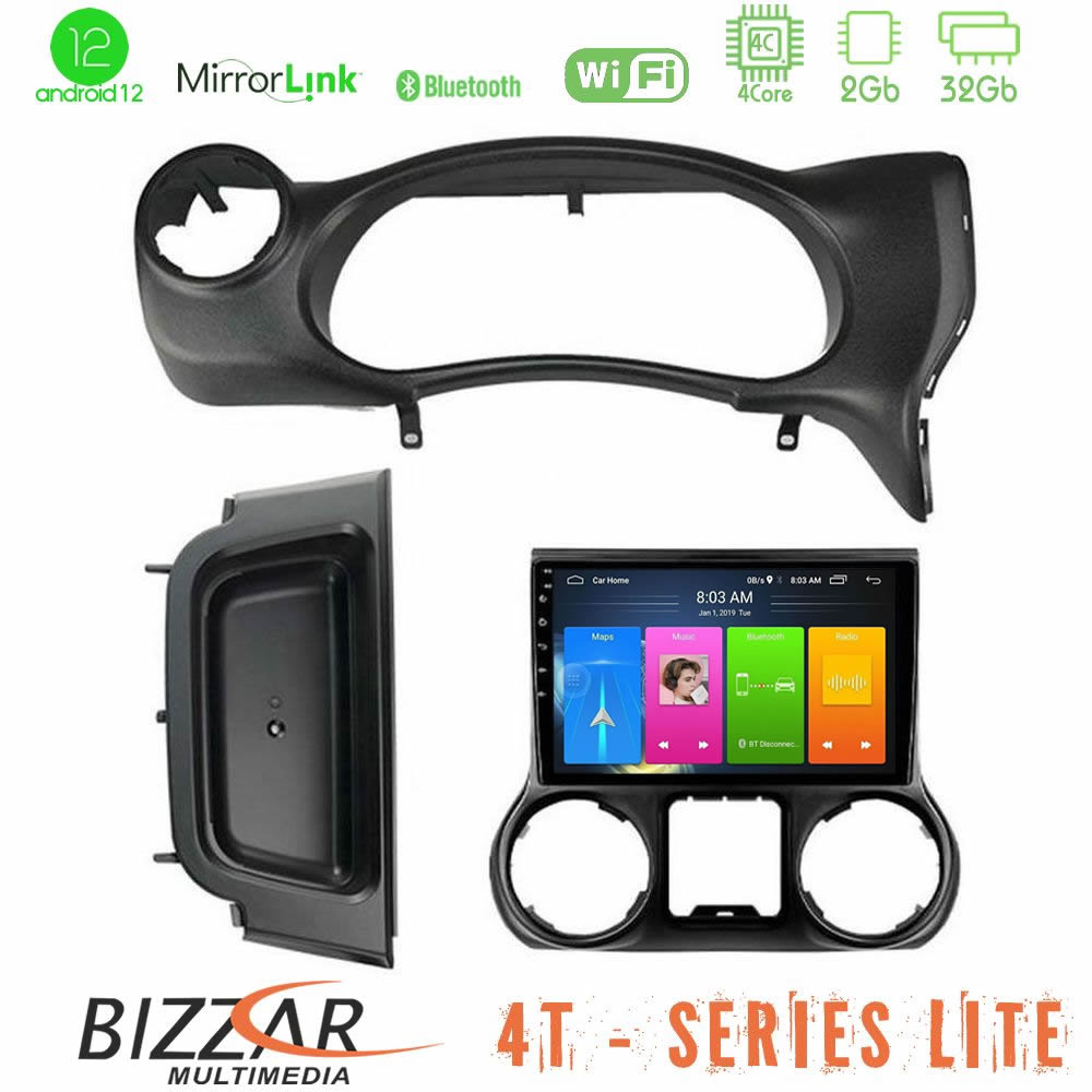 Bizzar 4T Series Jeep Wrangler 2014-2017 4core Android12 2+32GB Navigation Multimedia Tablet 9