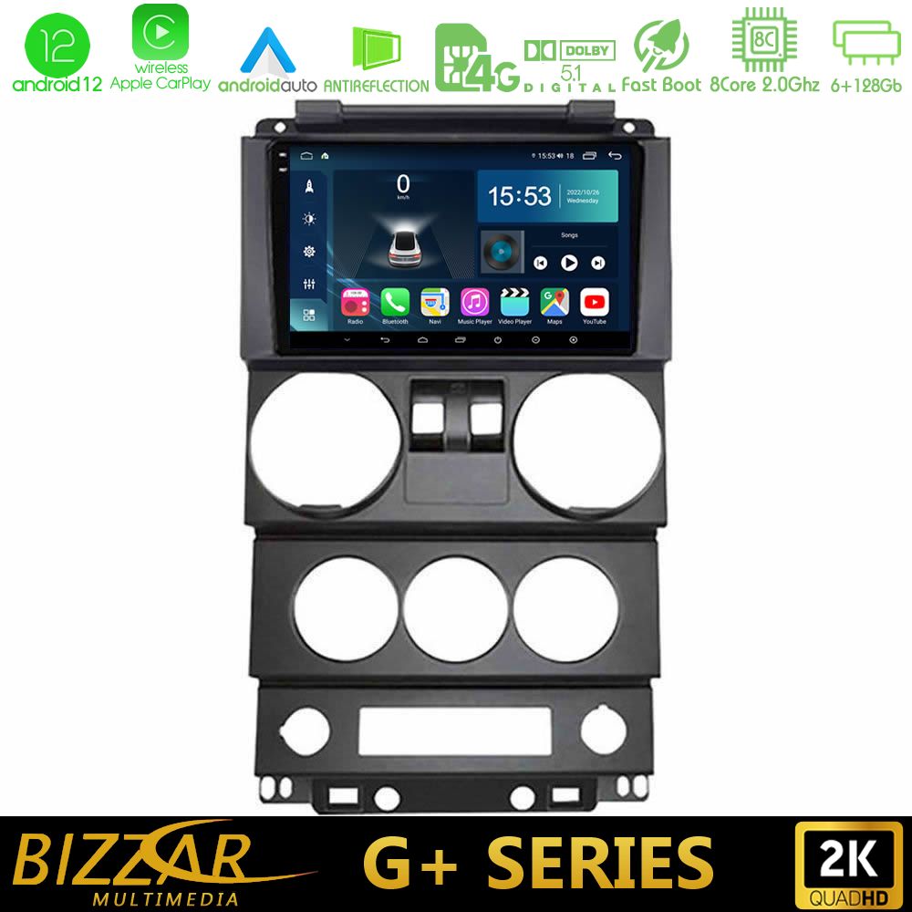Bizzar G+ Series Jeep Wrangler 2Door 2008-2010 8core Android12 6+128GB Navigation Multimedia Tablet 9