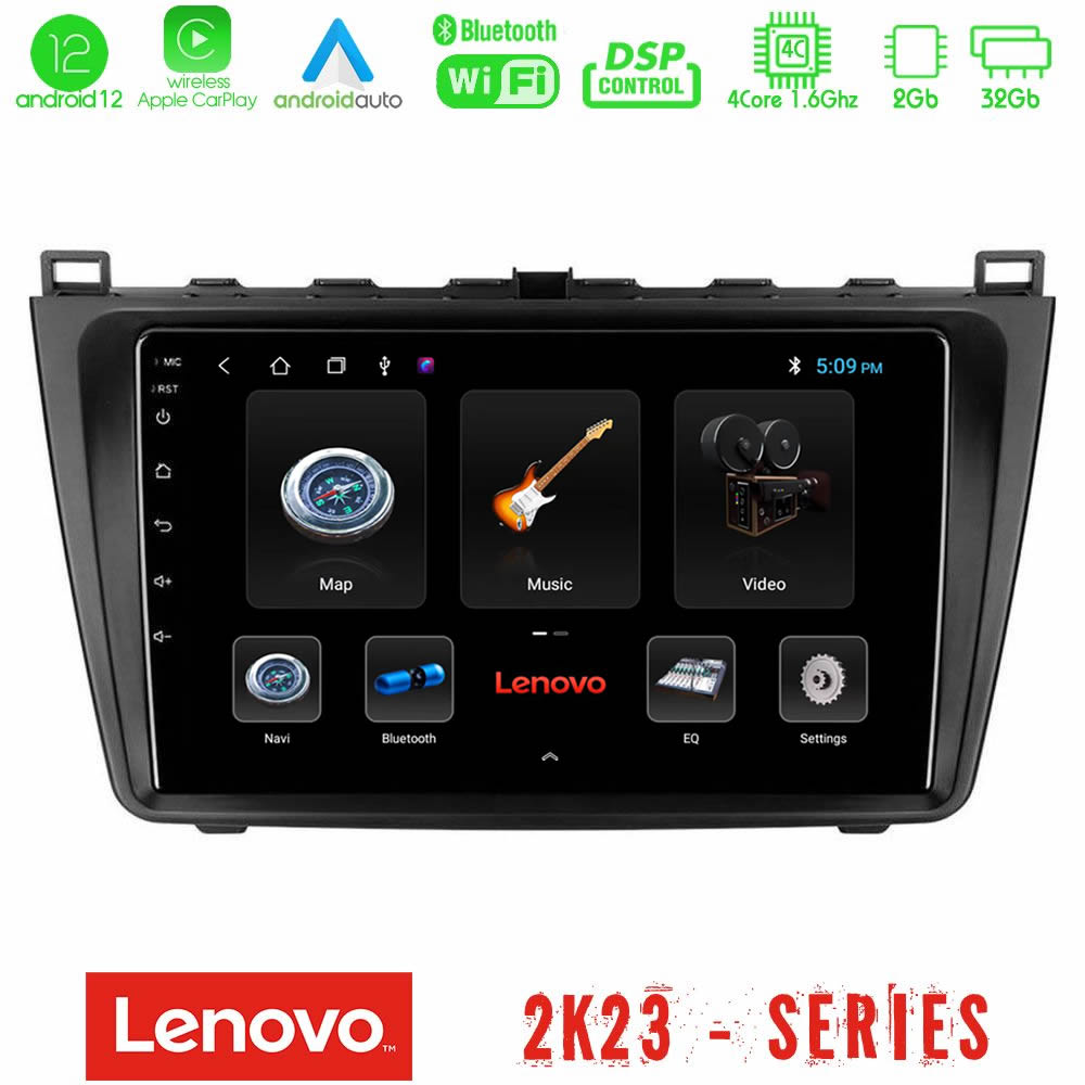 Lenovo Car Pad Mazda 6 2008-2012 4core Android12 2+32GB Navigation Multimedia Tablet 9