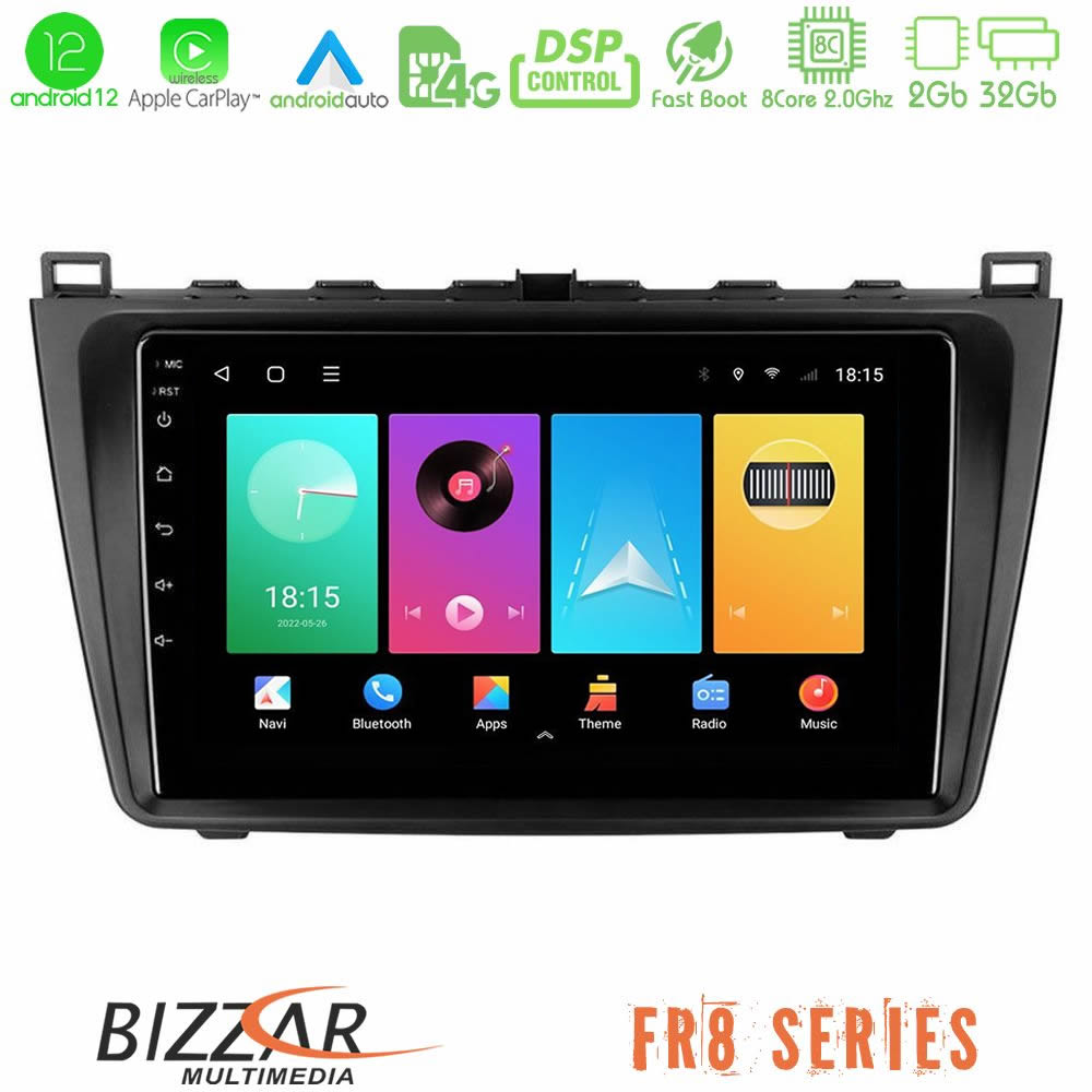 Bizzar FR8 Series Mazda 6 2008-2012 8core Android12 2+32GB Navigation Multimedia Tablet 9