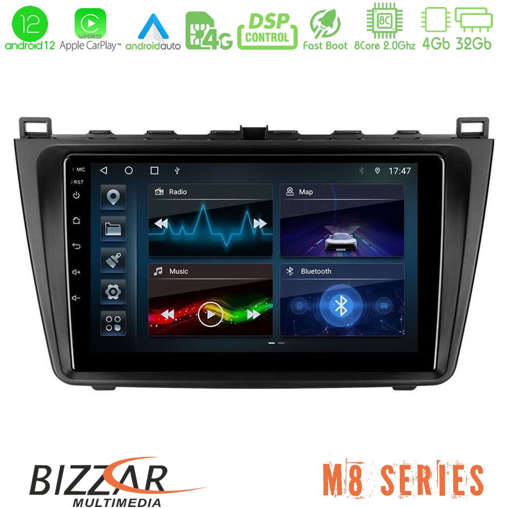 Bizzar M8 Series Mazda 6 2008-2012 8core Android12 4+32GB Navigation Multimedia Tablet 9