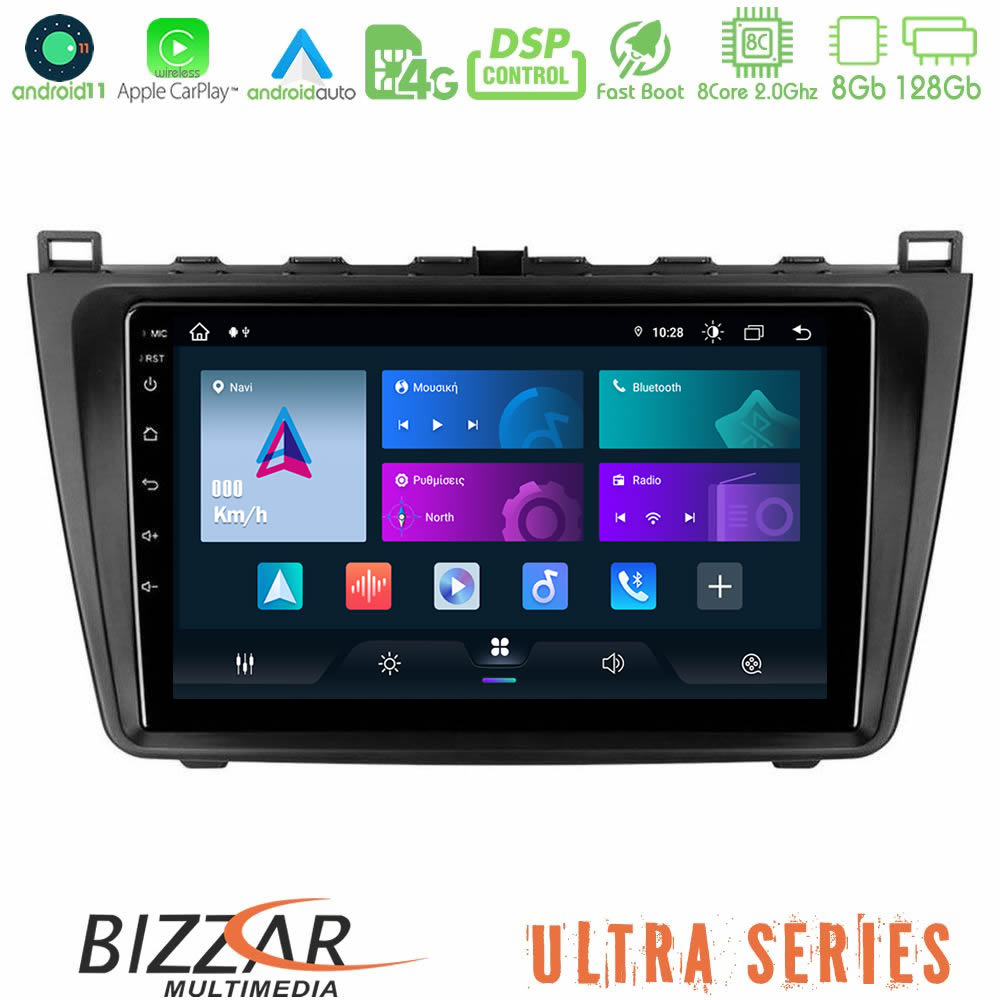 Bizzar ULTRA Series Mazda 6 2008-2012 8core Android11 8+128GB Navigation Multimedia Tablet 9