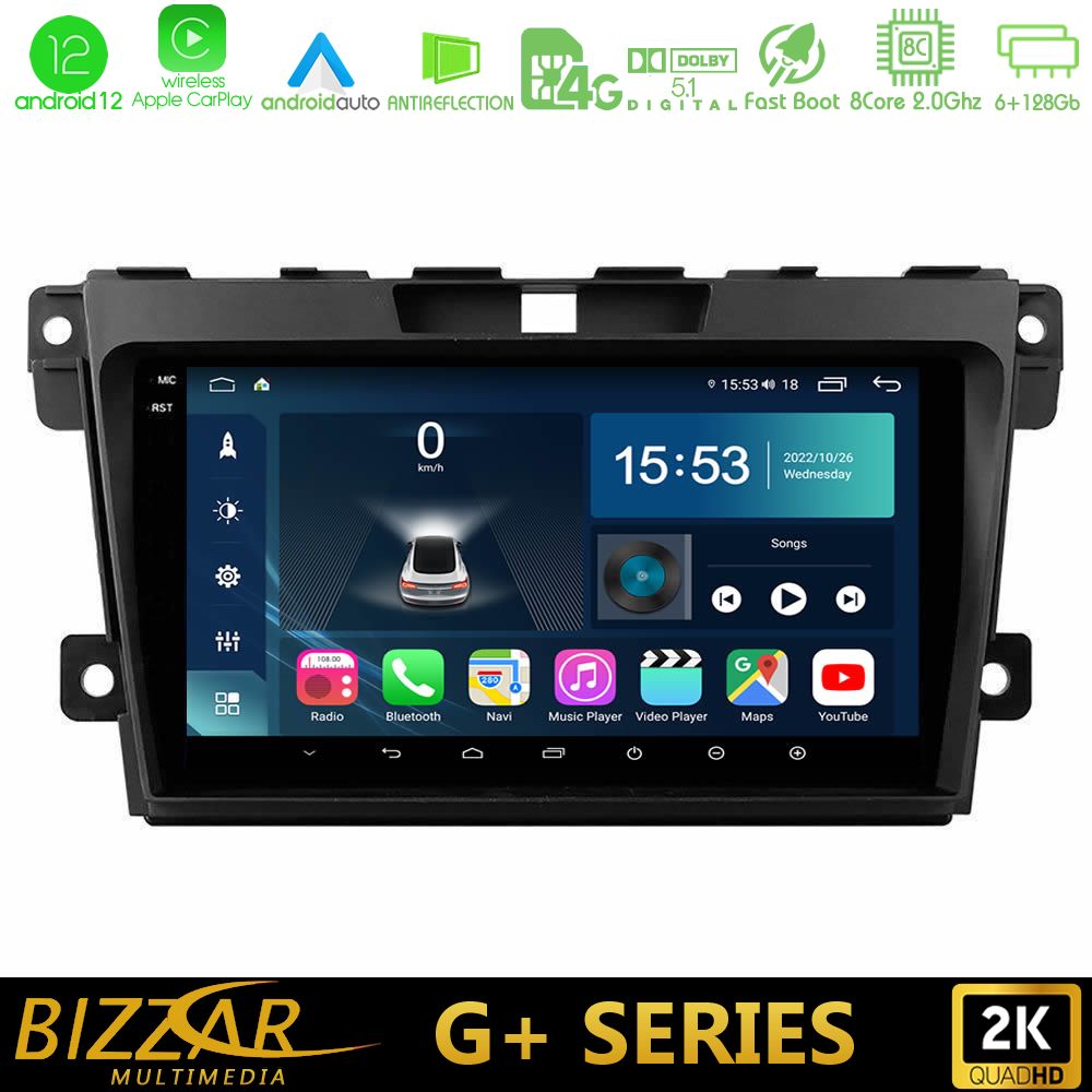 Bizzar G+ Series Mazda CX-7 2007-2011 8core Android12 6+128GB Navigation Multimedia Tablet 9