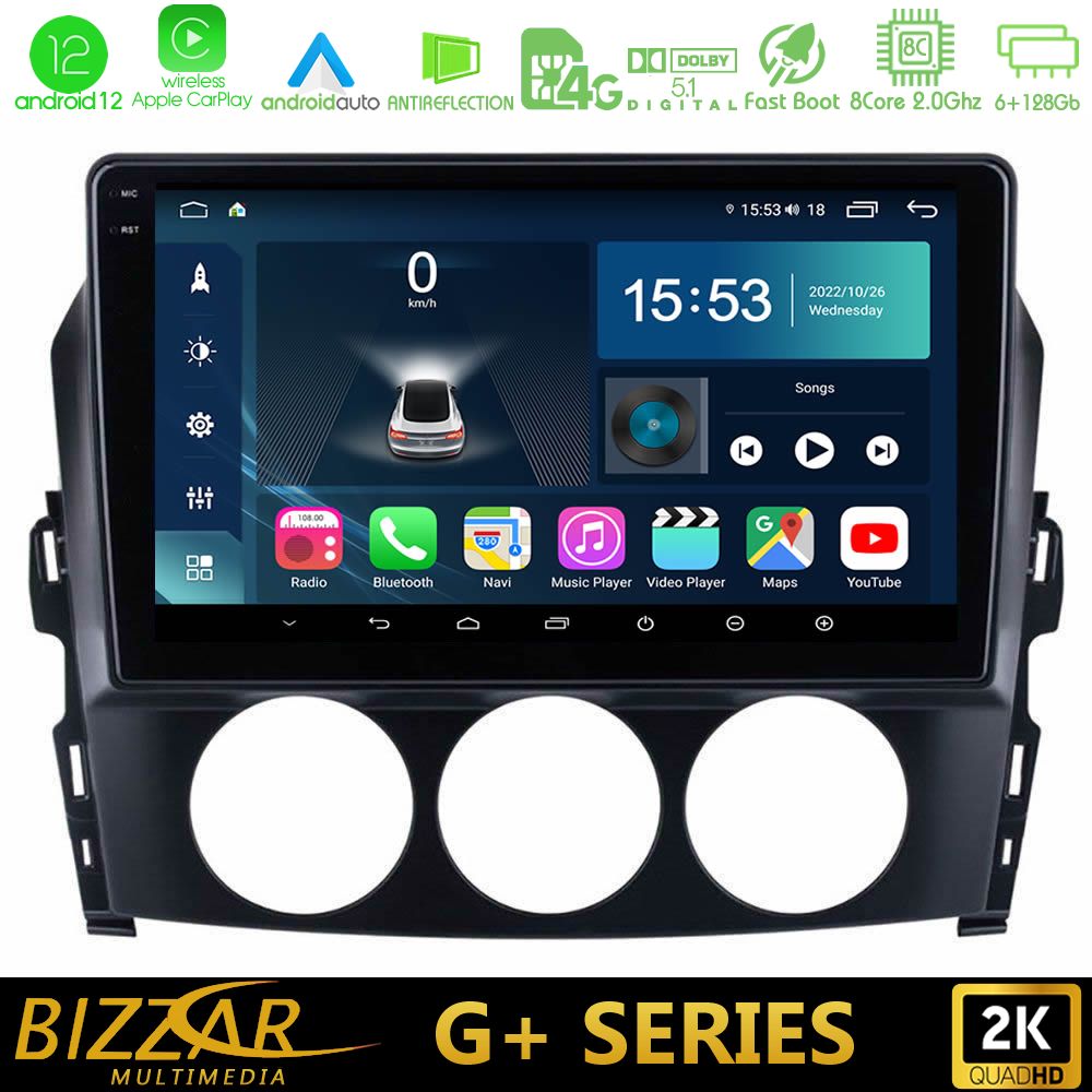 Bizzar G+ Series Mazda MX-5 2006-2008 8core Android12 6+128GB Navigation Multimedia Tablet 9