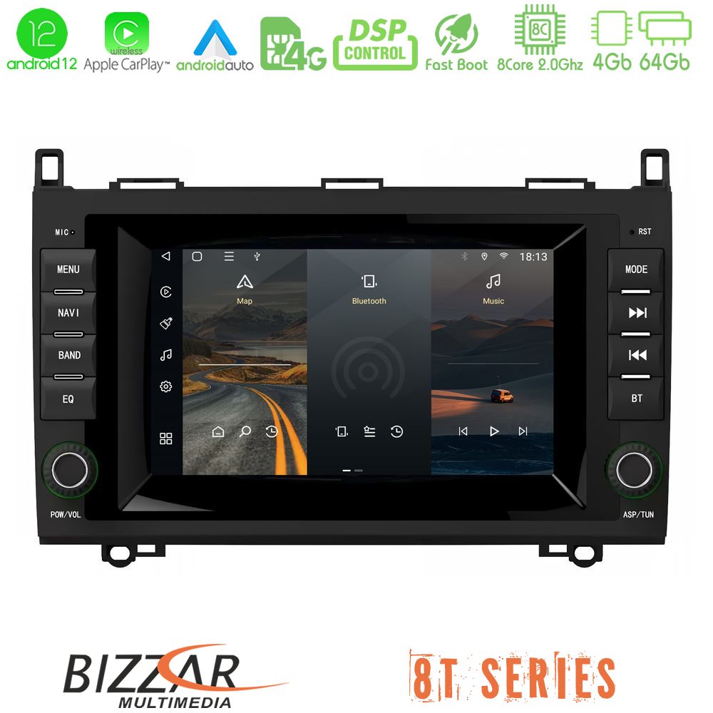 Bizzar OEM Mercedes A/B/Sprinter/Vito 8core Android12 4+64GB Navigation Multimedia Deckless 7