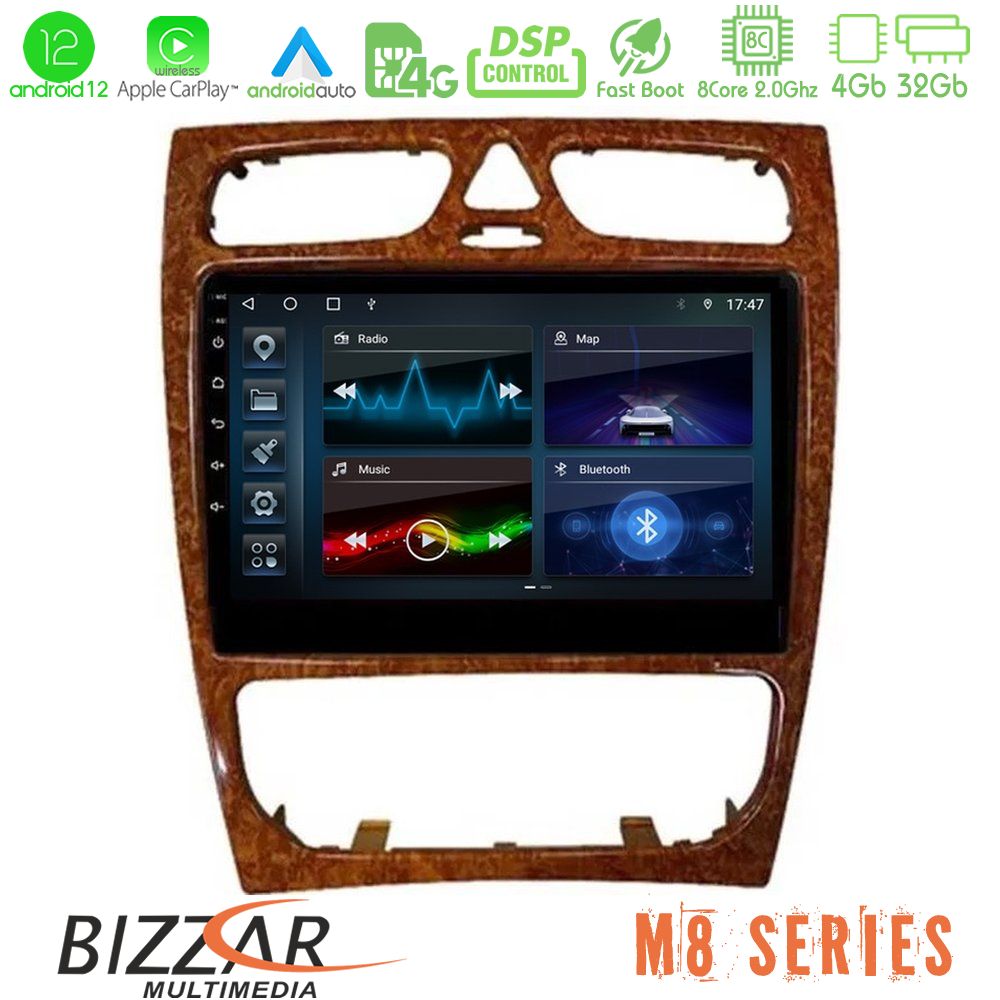 Bizzar M8 Series Mercedes C Class (W203) 8core Android12 4+32GB Navigation Multimedia 9
