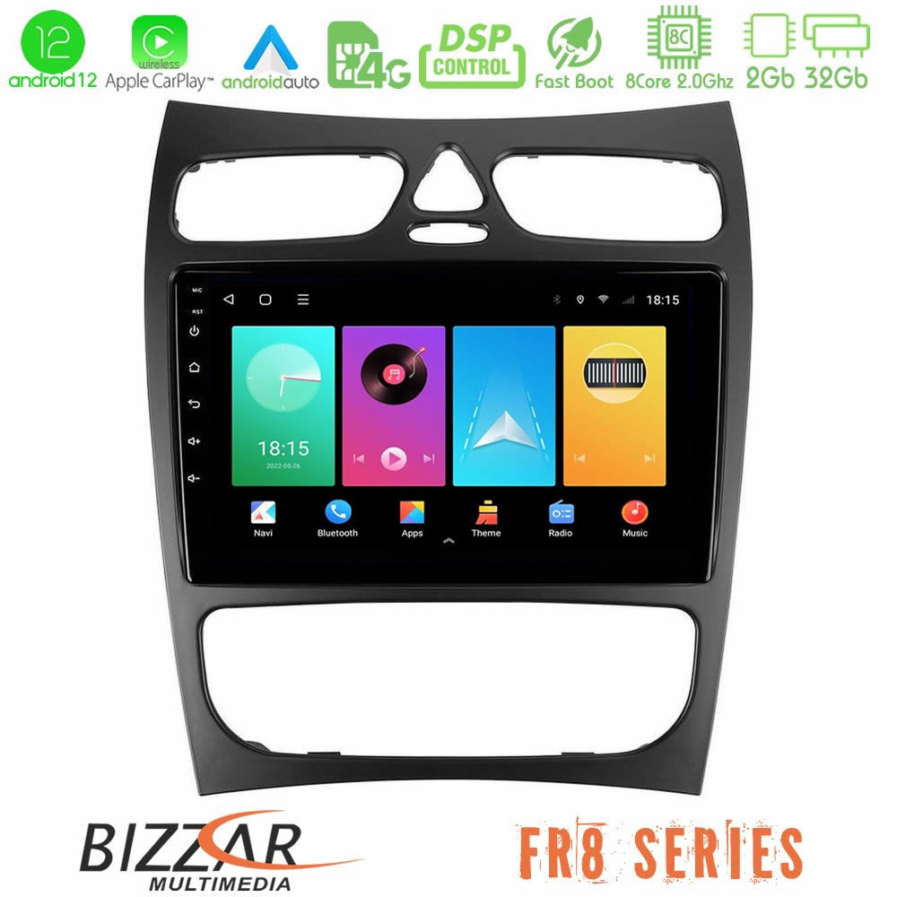 Bizzar FR8 Series Mercedes CLK Class W209 2000-2004 8core Android12 2+32GB Navigation Multimedia Tablet 9