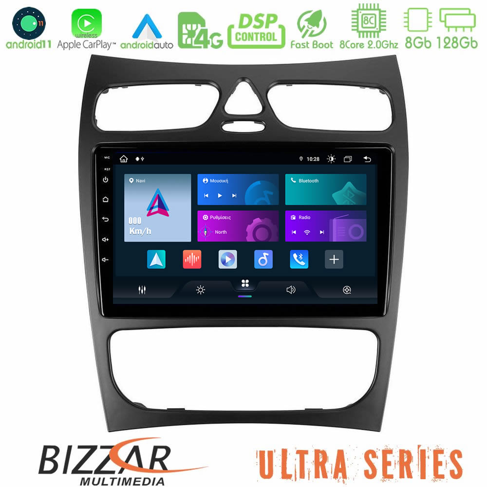 Bizzar Ultra Series Mercedes CLK Class W209 2000-2004 8core Android11 8+128GB Navigation Multimedia Tablet 9
