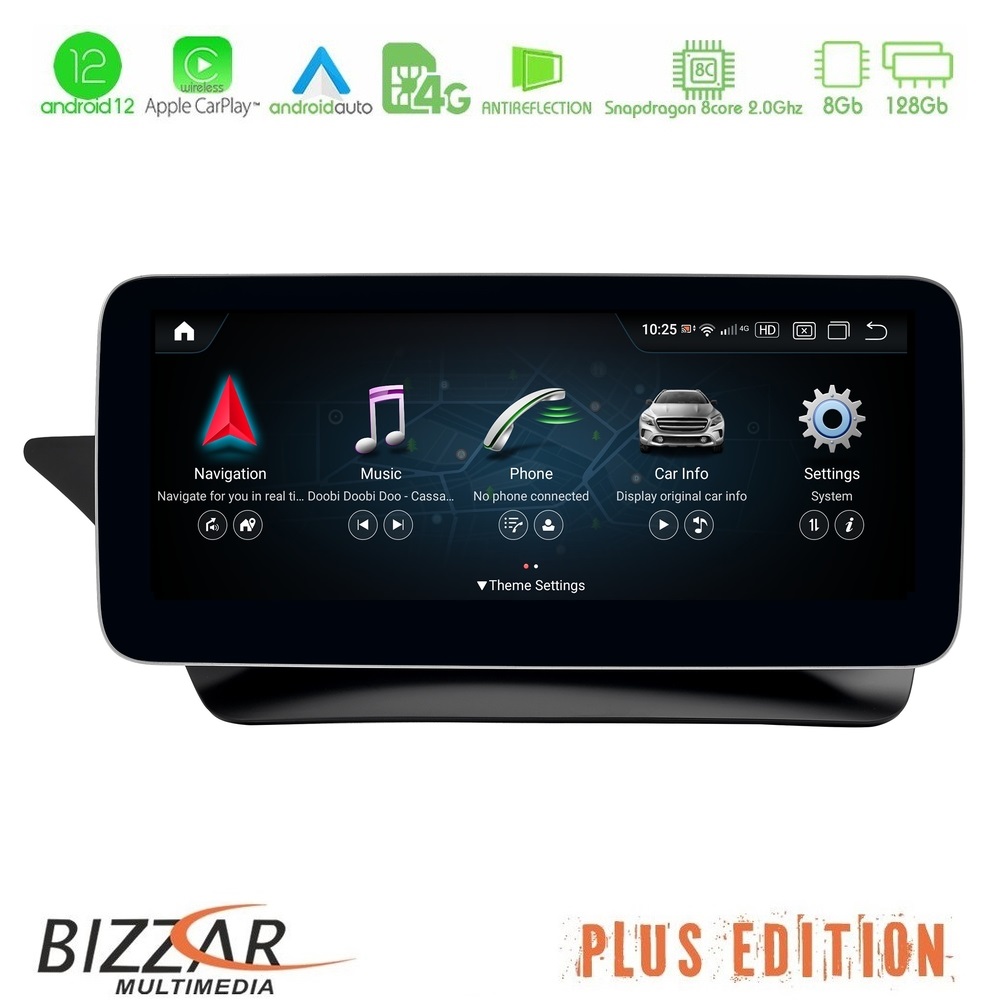 Bizzar OEM Mercedes GLK Class (X204) NTG4.0 Android12 (8+128GB) Navigation Multimedia 10,25″ Anti-reflection