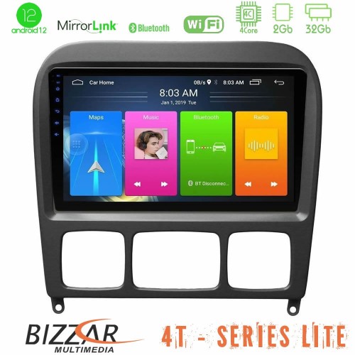 Bizzar 4T Series Mercedes S Class 1999-2004 (W220) 4core Android12 2+32GB Navigation Multimedia Tablet 9″ Bizzar 4T Series Mercedes S Class 1999-2004 (W220) 4core Android12 2+32GB Navigation Multimedia Tablet 9″