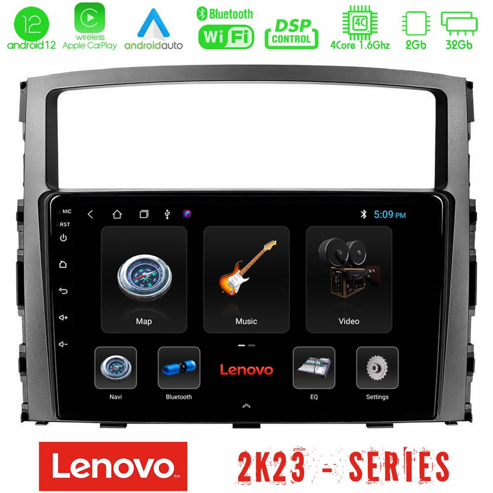 Lenovo Car Pad Mitsubishi Pajero 2008-2009 4core Android12 2+32GB Navigation Multimedia Tablet 9