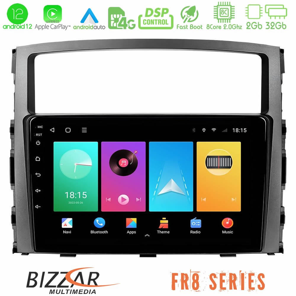 Bizzar FR8 Series Mitsubishi Pajero 2008-2009 8core Android12 2+32GB Navigation Multimedia Tablet 9