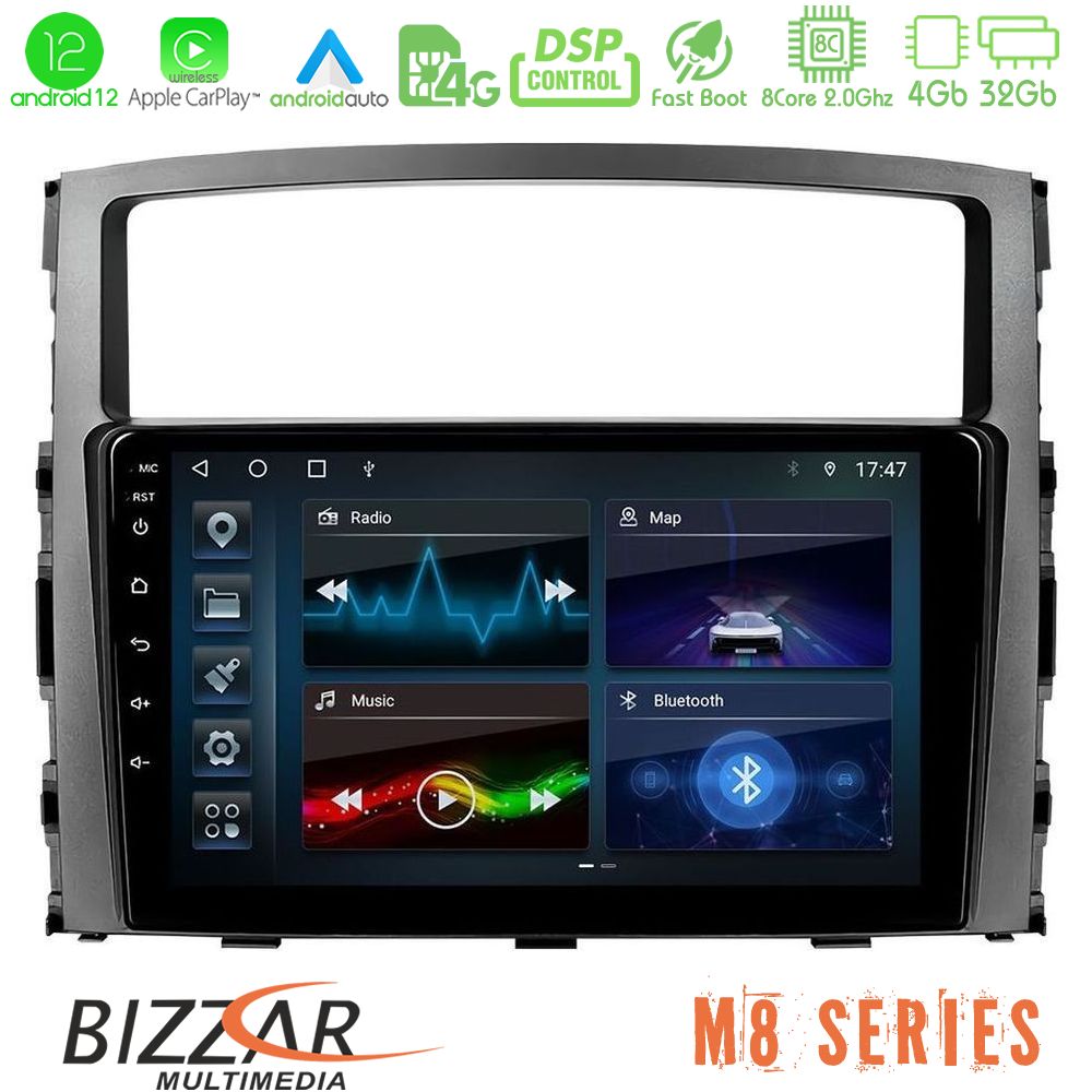 Bizzar M8 Series Mitsubishi Pajero 2008-2009 8core Android12 4+32GB Navigation Multimedia Tablet 9