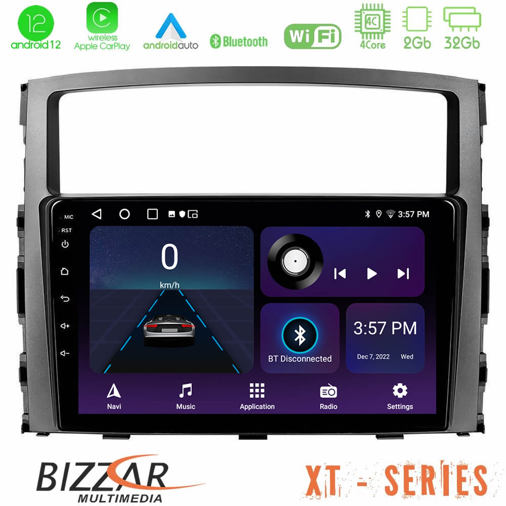 Bizzar XT Series Mitsubishi Pajero 2008-2009 4core Android12 2+32GB Navigation Multimedia Tablet 9
