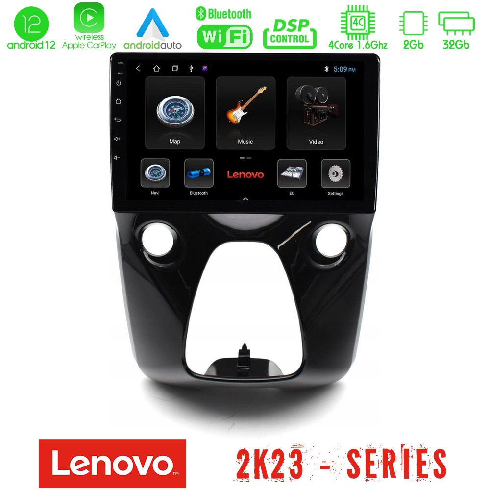 Lenovo Car Pad Toyota Aygo - Citroen C1 - Peugeot 108 4Core Android12 2+32GB Navigation Multimedia 10