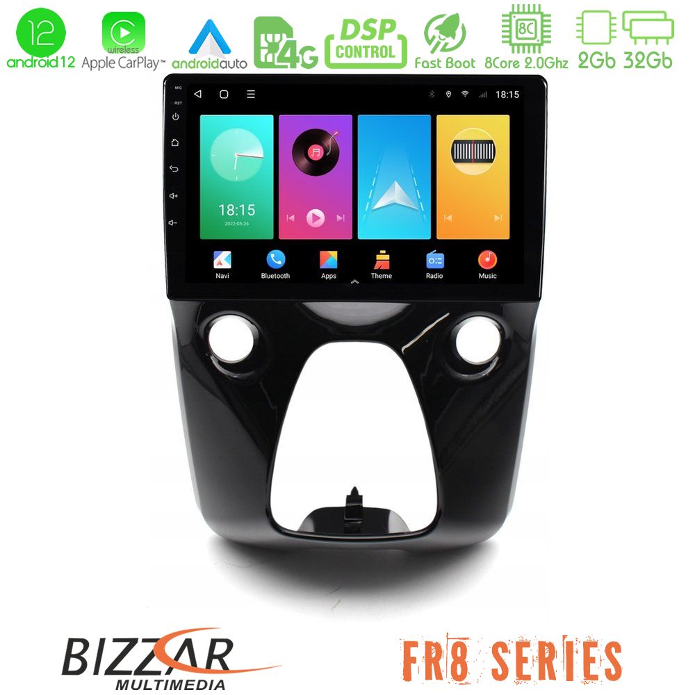 Bizzar FR8 Series Toyota Aygo - Citroen C1 - Peugeot 108 8core Android12 2+32GB Navigation Multimedia 10