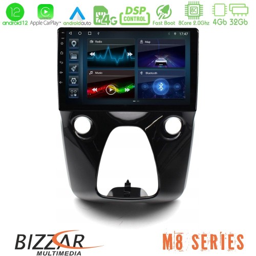 Bizzar M8 Series Toyota Aygo - Citroen C1 - Peugeot 108 8core Android12 4+32GB Navigation Multimedia 10