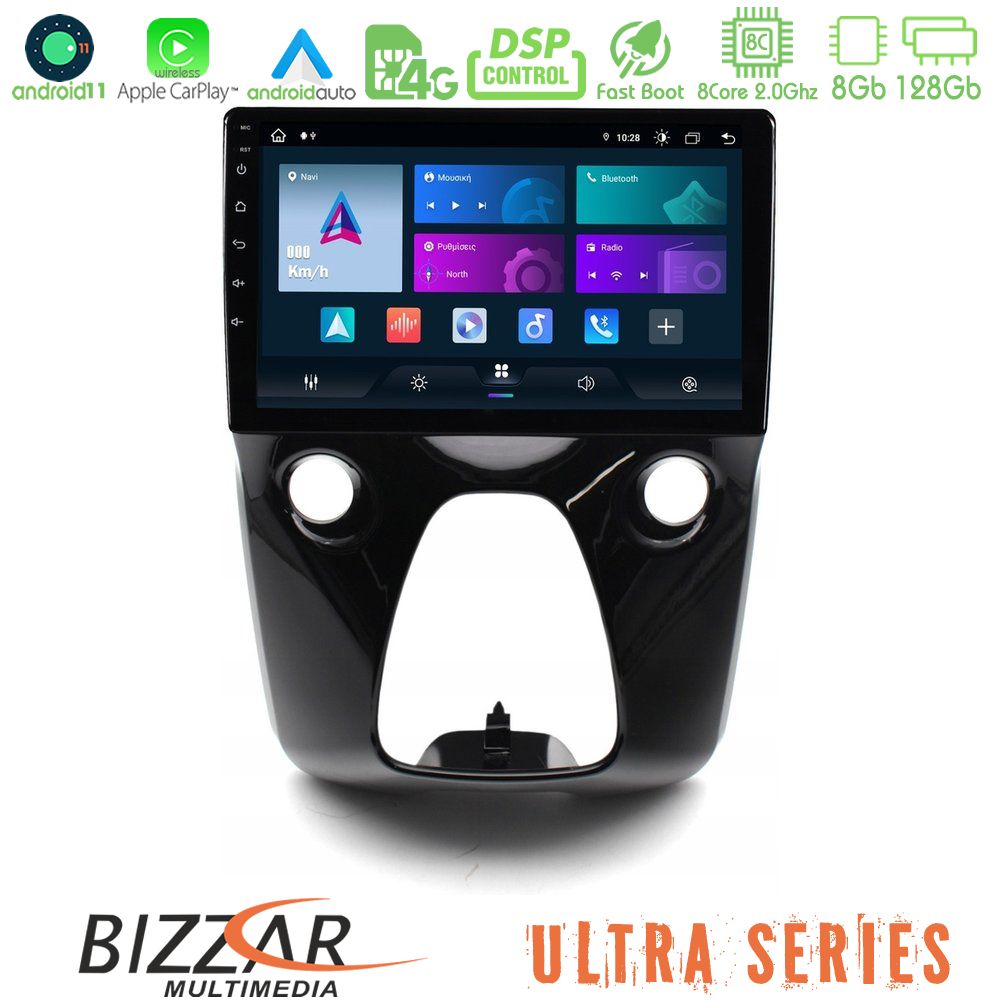 Bizzar Ultra Series Toyota Aygo - Citroen C1 - Peugeot 108 8core Android11 8+128GB Navigation Multimedia 10