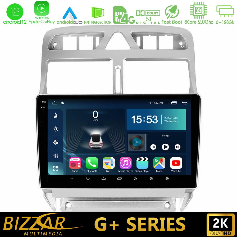 Bizzar G+ Series Peugeot 307 2002-2008 8core Android12 6+128GB Navigation Multimedia Tablet 9